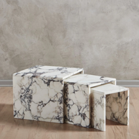 Meuble de salon BOTON STONE, socle en marbre, luxe, naturel, personnalisé, table basse en calacatta viola