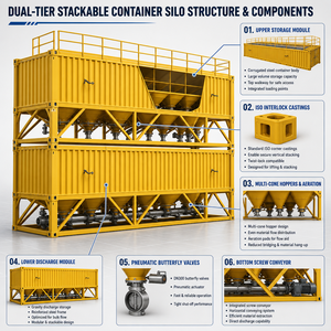 Fully Automatic <strong>Containerized</strong> Horizontal Cement Silo with PLC Control System Level Sensor <strong>for</strong> Road Construction - Product Image 2