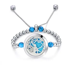 Wholesale Fairy design aromatherapy bracelet jewelry 316L stainless steel essential oil adjustable diffuser bracelet