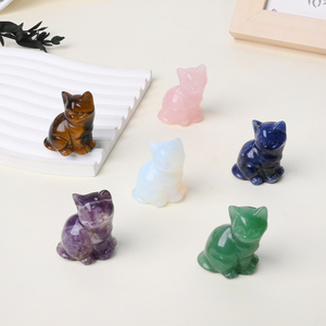Wholesale Hand Carved Natural <b>Crystal</b> Cat Figurine Gemstone Healing Stone Animal Carving Statue for Collection - Product Image 1