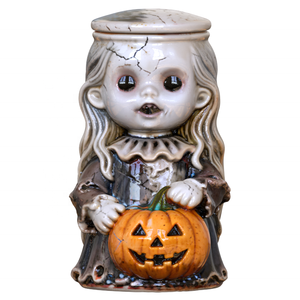 Conteneur en céramique sur mesure en gros, design effrayant, rime d'enfants d'horreur, poupée effrayante portant une lanterne en forme de citrouille, figurines, pots de rangement - Product Image 1