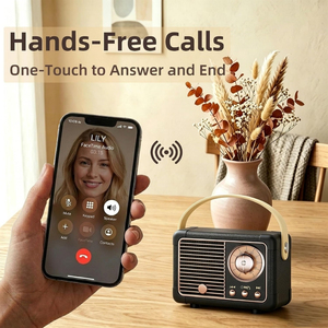 <span class=keywords><strong>Mini</strong></span> Altavoz Inalámbrico Retro con Asa de Cuero, BT 5.0, Llamadas Manos Libres, Sonido Estéreo HD, Larga Duración de Batería, Ideal para Regalos - Product Image 4
