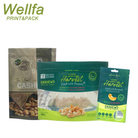 Op maat gemaakte bedrukte verpakkingen met hersluitbare ritssluiting en transparant venster voor gedroogd fruit, gemengde cashewnoten, voedselveilig.