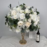 Meilleures ventes DKB - Arrangements de roses en soie réalistes de 80 cm, rouge, rose, blanc, fleurs artificielles en boule pour diverses décorations de scènes