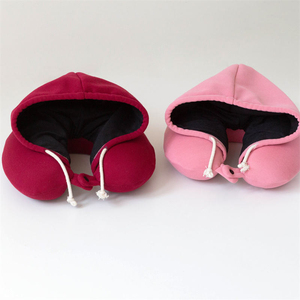 Wholesale Portable <b>Waterproof</b> Travel Memory <b>Foam</b> Pillow New Innovation Soft U-Shape with Hood-Linked Neck Support - Product Image 1