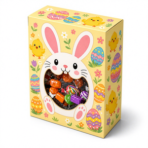 Boîte à bonbons personnalisée avec logo imprimé, boîte <span class=keywords><strong>cadeau</strong></span> en papier transparente avec fenêtre en forme de lapin pour la <span class=keywords><strong>chasse</strong></span> aux œufs de Pâques, cadeaux pour la fête de Pâques - Product Image 1
