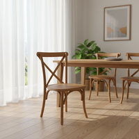 Chaise de banquet empilable moderne en bois DISHI, chaise de salle à manger, chaise de table à dos en X diagonal pour mariage