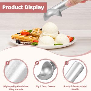 Cuchara manual ecológica para helado al por mayor, antiadherente, anticongelante, profesional, para sandía y frutas, de aleación de aluminio - Product Image 2