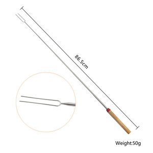 1 Gói <span class=keywords><strong>Marshmallow</strong></span> Rang Que Thép Không Gỉ Thịt Nướng Xiên Tay Cầm Bằng Gỗ BBQ Fork Tool - Product Image 2