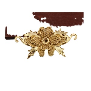Accessoire de coiffure en filigrane de cuivre pur, motif floral, 27x7cm, plaqué or et argent, style ancien, décoration de mariage Hanfu - Product Image 5
