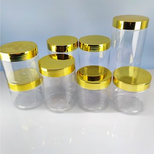 Nhựa Trong Suốt 100Ml-500Ml Jar Mạ Điện Vàng Bìa Kem Mỹ Phẩm Thức Ăn Vật Nuôi Kín Lưu Trữ Tank 250Ml 300Ml Có Sẵn - Product Image 3