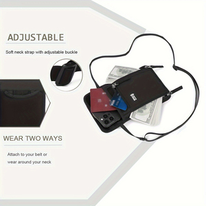 <span class=keywords><strong>Nylon</strong></span> Chống Thấm Nước Chống Trộm chủ thẻ du lịch tài liệu Pouch RFID chặn cổ Ví với RFID bảo vệ lưu trữ hộ chiếu - Product Image 2