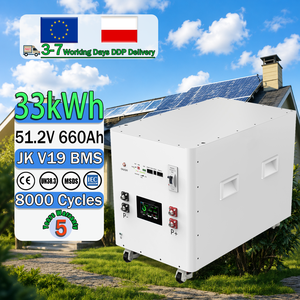 แบตเตอรี่ลิเธียมเหล็กฟอสเฟตที่สามารถวางซ้อนกันได้ V19 33kWh กำลังการผลิตสูง51.2V 660Ah JK - Product Image 1