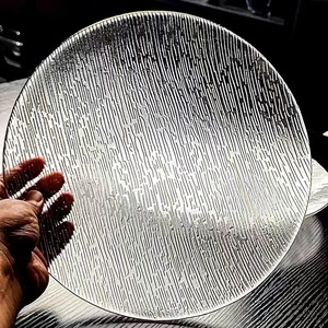 Élégante <span class=keywords><strong>assiette</strong></span> en cristal à bordure dorée-Plateau de service rond fait à la main pour mariage, plateau à fromages, dessert, vaisselle de luxe pour la maison - Product Image 2