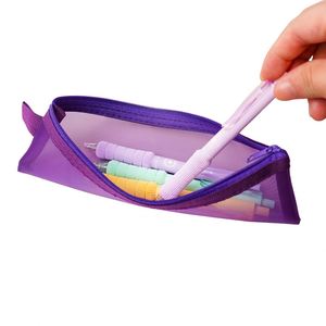 Mini trousses à crayons transparentes en maille pour étudiants, personnalisables en différentes couleurs, trousse à crayons en nylon spécifique aux examens - Product Image 1