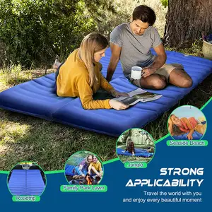 Nylon Thick Lightweight Compact Air Mattress Ultralight Inflatable Camping Sleeping Pad Roll Mat With Built-in Foot Pump