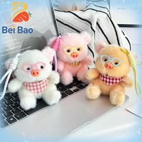Porte-clés en peluche en coton PP ultra doux en forme de cochon, fabrication usine, en stock pour accessoire de sac
