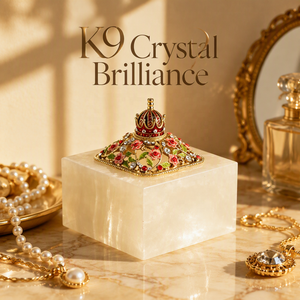 Caixa de Brincos de Cristal Redonda com Puxador de Diamante, Base Amarela e Verde, Pote de Vidro K9 para Armazenamento de Joias, Presente de Casamento - Product Image 2