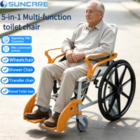 SUNCARE Chaise Commode Pliante Tout-Plastique 4-en-1, Fauteuil Roulant et Chaise de Douche avec Capacité de 180 kg, Design Moderne, Modèle SC8088B