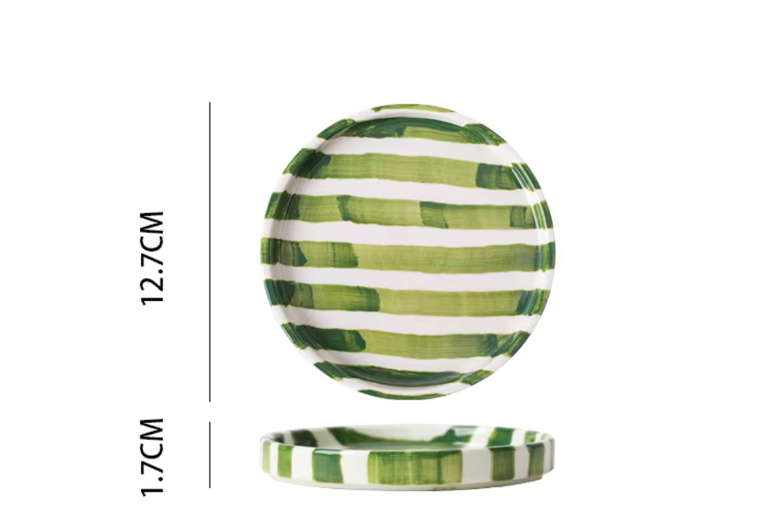 Middle green striped cup and saucer