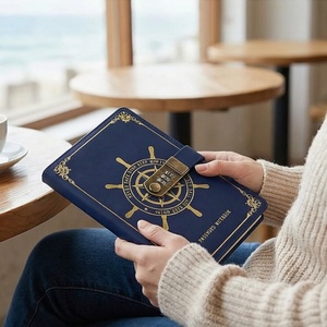 Journal secret à cadenas nautique, bleu marine, cuir de qualité supérieure, confidentialité, mot de passe secret, carnet avec cadenas à combinaison - Product Image 6