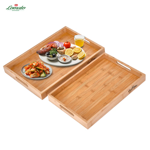 Assiettes de plateau de service en bambou rectangulaires personnalisées pour thé, lait, café, gâteau, collation, dessert, nourriture - Product Image 2
