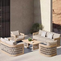 Ensemble de canapés d'extérieur nordiques modernes Villa Balcon en plein air Jardin Loisirs Hôtel Meubles en teck