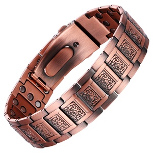 <b>Men</b> Biomagnetic Fashionable <b>Bracelet</b> With Geometric Pattern Design Three-Row Magnetic <b>Beads</b> for Arthritis - Product Image 5