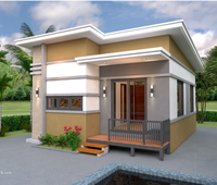 Plans de construction de petite maison 6mX8m avec 2 chambres, toit en pente, maison préfabriquée, maisons modulaires