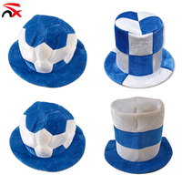 Chapeau haut à carreaux en peluche pour supporter de football, accessoire de tête pour défilé de carnaval, Halloween, cosplay, accessoire photo, fournitures de fête pour les fans de football