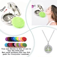 Collier pendentif en acier inoxydable pour parfum, motif arbre de vie géométrique ajouré, pour aromathérapie automobile et huiles essentielles