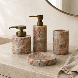 Juego de Accesorios de Baño de Lujo de 7 Piezas de Mármol Verde de la India con Bandejas, Juego de Baño de Mármol Verde Natural, Dispensador de Jabón - Product Image 2