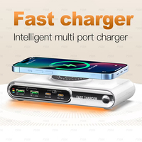 Stasiun Pengisian Daya Nirkabel 72W 550W 6 in 1 USB PD 45W 45W Multi Port GaN Pengisi Daya Cepat dengan Lampu LED untuk Ponsel Tablet Laptop