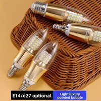 Ampoule LED Super Lumineuse E27/E14 à Changement de Couleur Tricolore, Source de Lumière Économe en Énergie 5W/7W, Ampoule à Pointe de Bougie pour Usage Domestique et Lustres