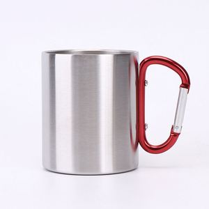 Carabiner Handle Mug Double-Layer Stainless Steel <b>Vacuum</b> Coffee <b>Cup</b> Outdoor Camping Hook <b>Cup</b> 300ml Custom Without Lid - Product Image 5