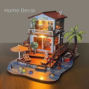 Diy Educational Miniature Building <b>Kit</b> LED 3D Wooden Puzzle Cartoon Toy Beachside Buildings Home Decor Gift Adults High Quality - Product Image 3