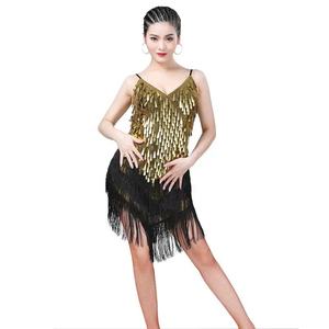 Vestido de Baile Latino para Mujer, Espalda Descubierta, Trajes de <span class=keywords><strong>Tango</strong></span>, Flamenco, Jazz, Gimnasia para Adultos, Conjunto de Leotardos para Danza del Vientre - Product Image 1