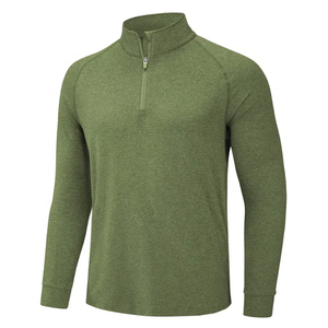 Chất lượng cao 1/4 Zip trùm đầu áo thun áo rắn tùy chỉnh trọng lượng nhẹ thoải mái thoáng khí UPF 50 + chống nắng dài - Product Image 5