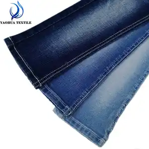Wholesales stretch denim fabric slub cotton polyester spandex stock fabric for denim