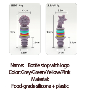 Juego de Tapones para Botellas de Vino y Abalorios para Vasos con Diseño de Flor <span class=keywords><strong>Arco</strong></span>íris, Tapón de Silicona de Grado Alimenticio con Abalorios, Reutilizable para Cerveza y Vino - Product Image 5