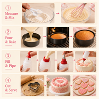 Fournitures de décoration de gâteaux, 13 pièces, rose, revêtement antiadhésif, fouet, rouleau à pâtisserie, outils de pâtisserie DIY pour enfants, accessoires, ensemble complet