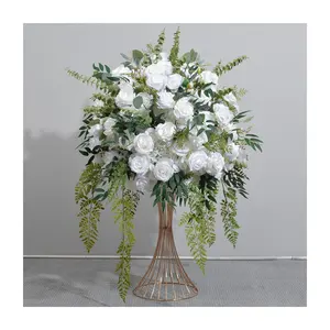 A-1417 large faux wedding silk round flower ball center piece decoration 70cm green and white rose artificial flower ball