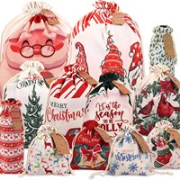Sac à cordon en toile polyester-coton personnalisable pour Noël, motif dessin animé, idéal pour les fêtes, les bonbons et les cadeaux surprise, importé de Chine