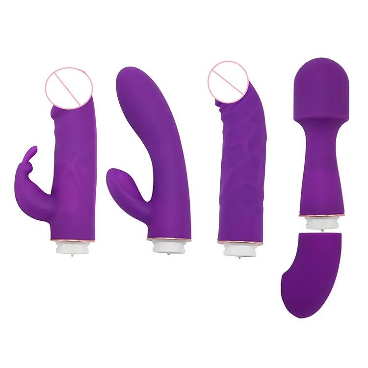 Einzigartiges Design 4 Stück Kopf zum Ändern der Silikon massage G-Punkt Spielzeug Sex Adult Dildo Vibrator für Frauen