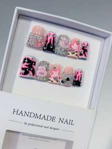 Uñas Postizas Acrílicas Hechas a Mano, Diseño <span class=keywords><strong>de</strong></span> Pato, 10 Piezas, Uñas <span class=keywords><strong>de</strong></span> Presión <span class=keywords><strong>para</strong></span> Niños, Modelo Cuadrado, Reutilizables, Aplicación en Dedos - Product Image 3