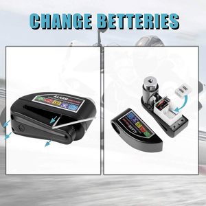 Waterdichte stalen motorfiets-/fietslot met hoge decibel <span class=keywords><strong>alarm</strong></span>, anti-diefstal schijfrem en kabel - Product Image 5