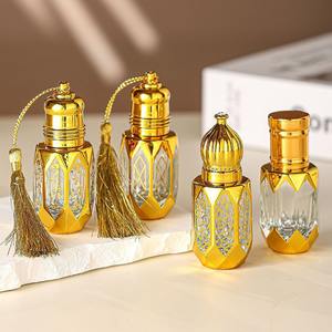 Großhandel Luxus 6ml Dubai Arabisch Stil Glas ätherisches Öl Parfüm Parfum Oud Attar Öl Roller Tola Flaschen mit Pagode Kappe - Product Image 5