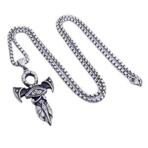 Horus Eye <b>Cross</b> Pendant Stainless Steel Men's Sword Themed Necklace Gift - Product Image 5