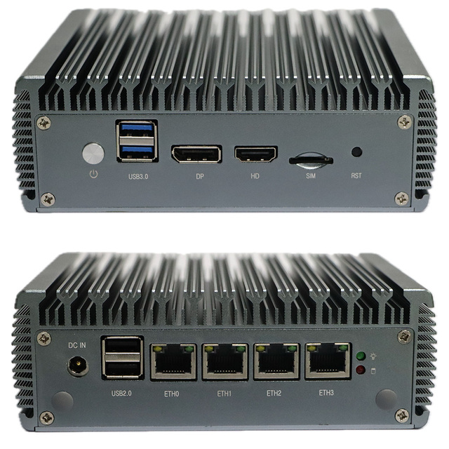 SHINEMAN Industrial Mini PC Intel Celeron N4000 Dual Core 4 Lan 2.5GbE RJ45 HD DP SIM Win10 Win11 Mini Computer