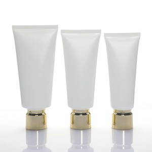 Custom White 50 100 150 ml Empty Soft Squeeze <b>Tube</b> Unique <b>Plastic</b> Packaging Golden Cap for Eye Cream Hand Cream Skin Labeling - Product Image 1